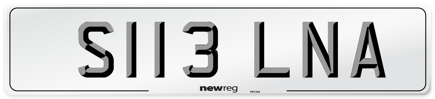S113 LNA Number Plate from New Reg
